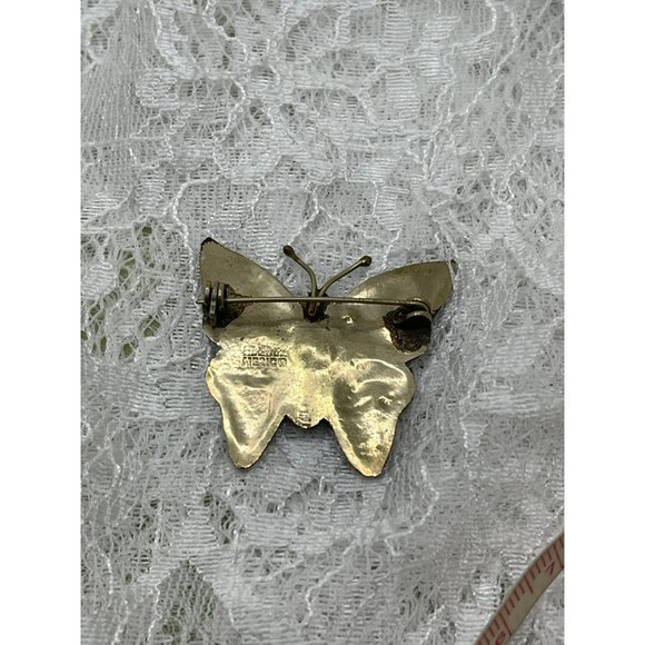 Antique Mexico Alpaca Silver Abalone Inlay Sterling Silver Butterfly Brooch - Picture 5 of 9